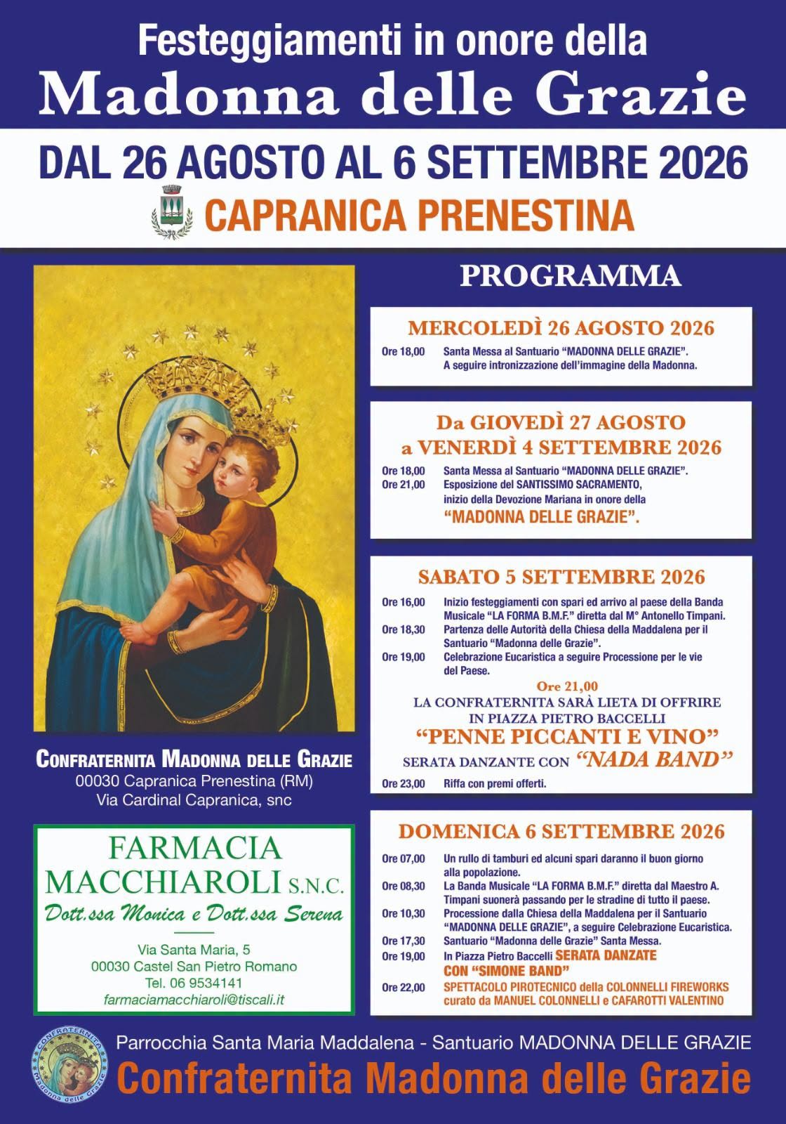 Festeggiamenti della Madonna delle Grazie a Capranica Prenestina